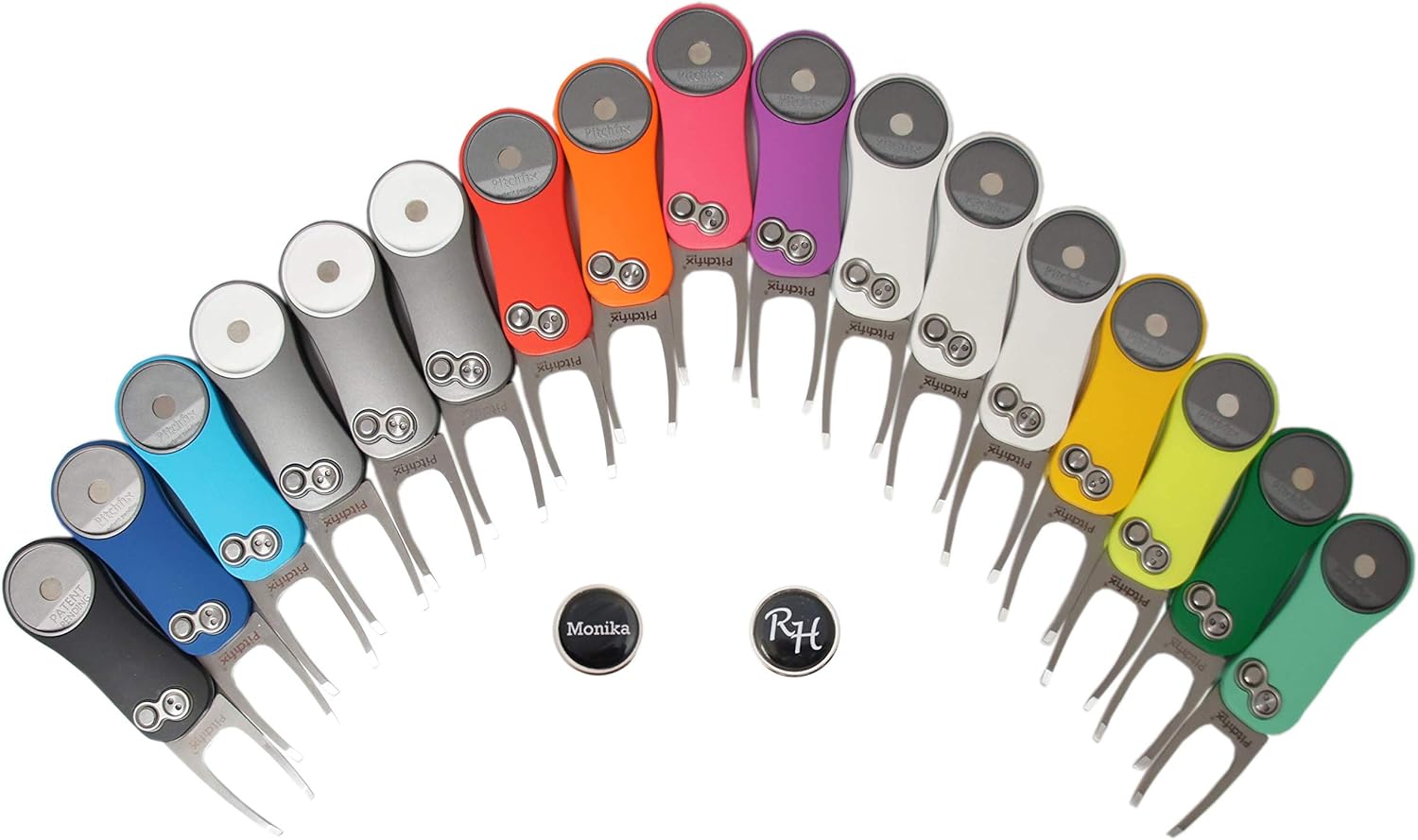 RoLoGOLF Aufklappbare Pitchgabel Schwarz Mit Golfball Marker - Praktisch Für Die Golfrunde