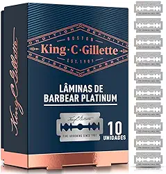 KING C. GILLETTE, Lâminas de barbear duplo fio, 10 Cargas para Aparelho de Barbear Clássico com Lâminas revestidas de Platina para mais Duração