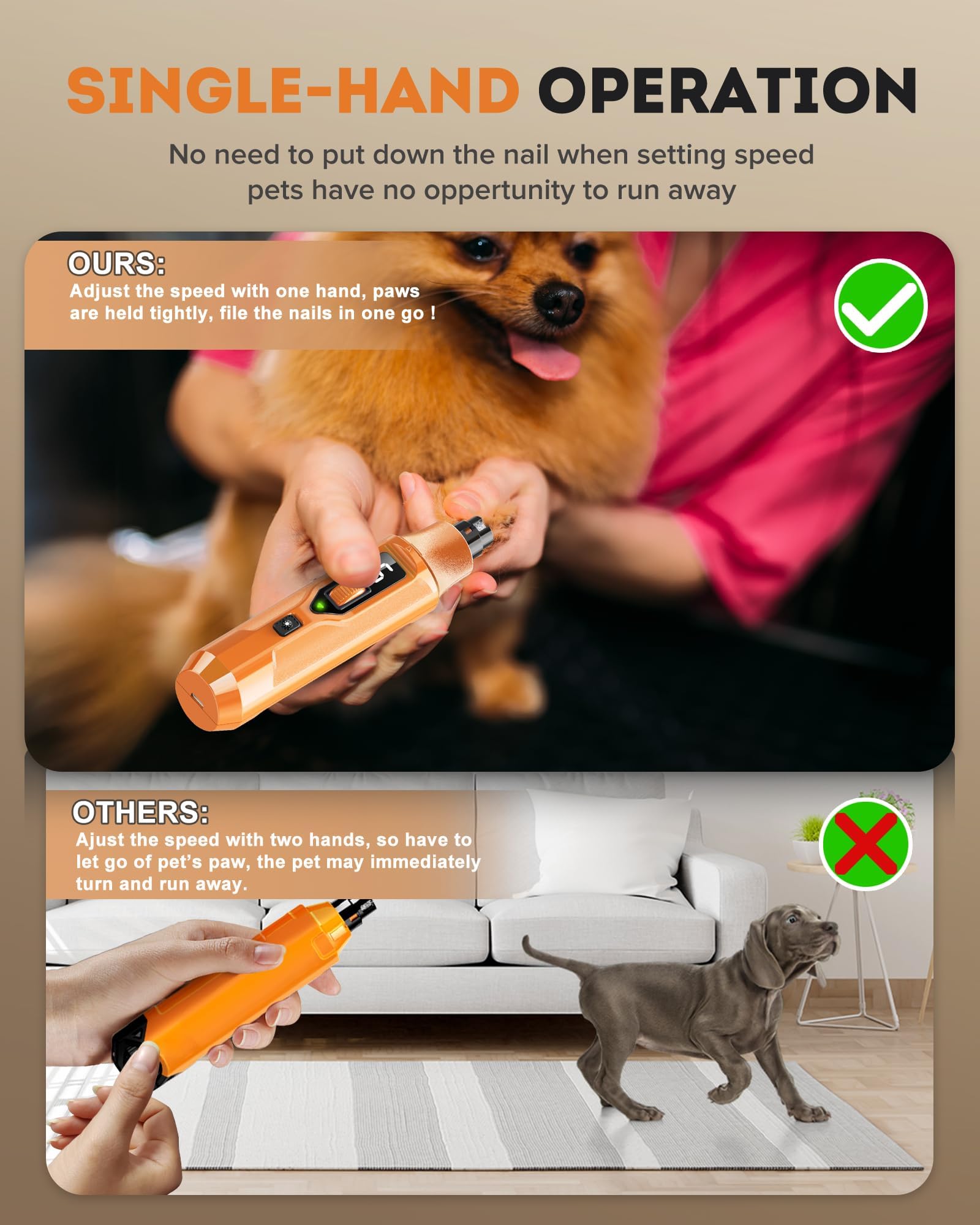 7-Speed Dog Nail Grinder with LED Light – Ultra Quiet Electric Pet Nail Trimmer for Large Dogs & Cats – Professional Grooming Tool with Dust Collector, One-Hand Speed Control & Instant Stop Safety - image 7