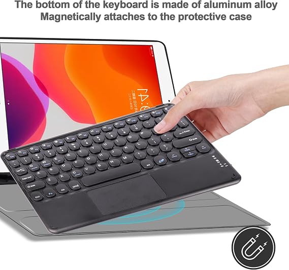 Thanice Wireless Keyboard with Touchpad, Ultra-Slim Portable Rechargeable Bluetooth, Ipad Keyboard with Trackpad for OS Android Windows Devices (Black)