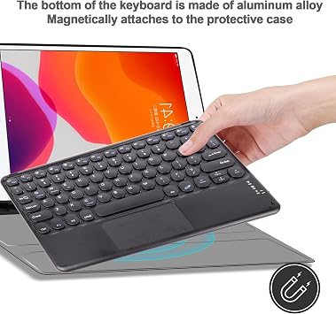 Thanice Wireless Keyboard with Touchpad, Ultra-Slim Portable Rechargeable Bluetooth, Ipad Keyboard with Trackpad for OS Android Windows Devices (Black)