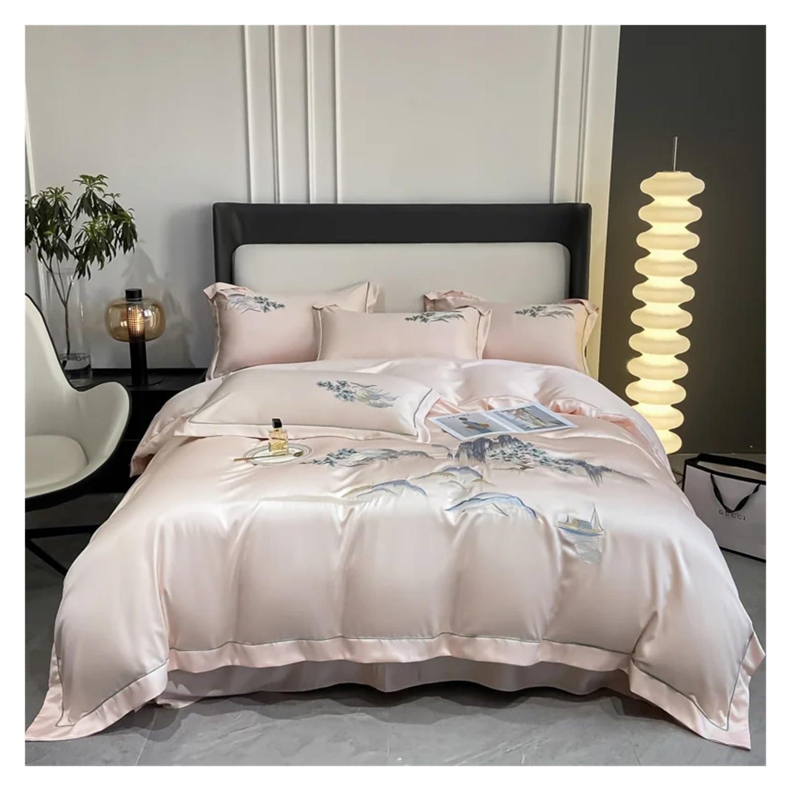 中国　飾り布　ベッドカバーなどに　刺繍 Amazon｜新しい中国風の風景刺繍高級寝具セット滑らかな布団カバー