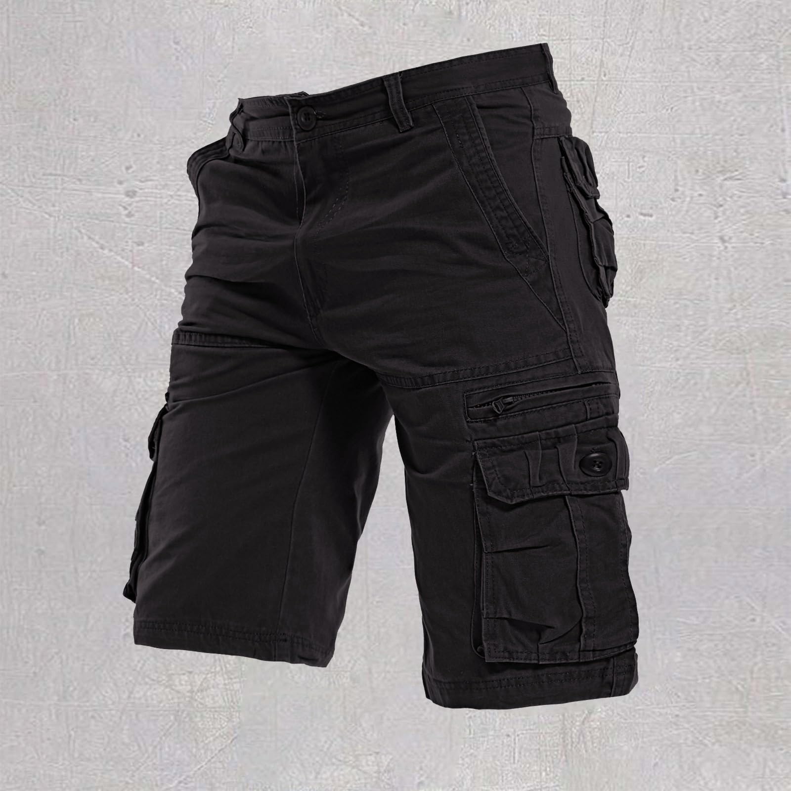 Pantalones cortos cargo pesados para hombre, pantalones cortos capri con múltiples bolsillos para hombre, ajuste relajado, pantalones cortos de trabajo al aire libre, pantalones cortos tácticos