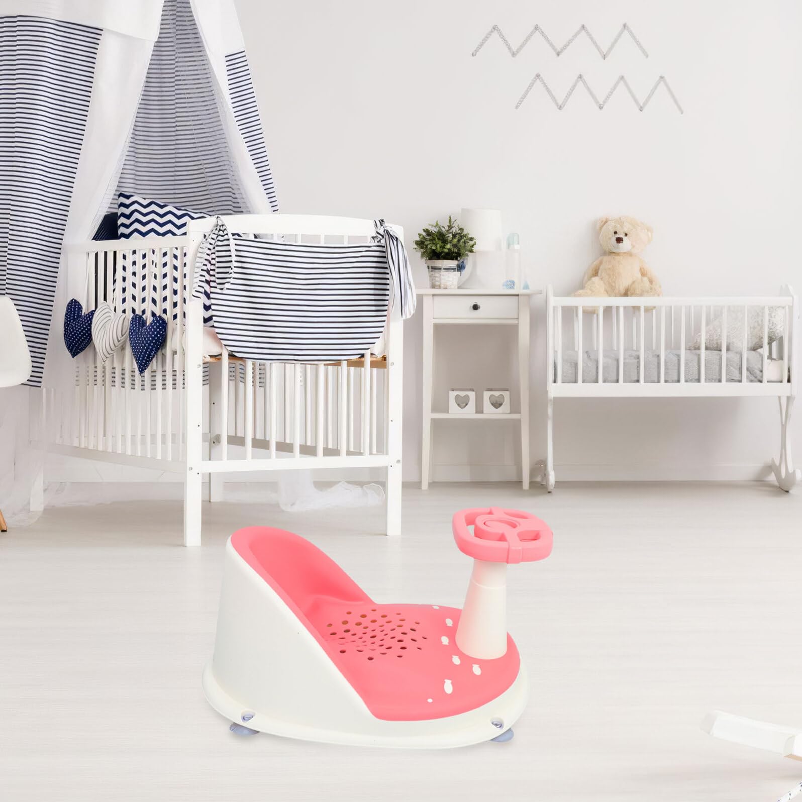 Toyvian Badewannen Sitz für Junge Mädchen Rutschfester Badewannensitz Babybadewannensitz mit Saugnapf Verstellbarer Sitz für Kleinkindbadewanne Schnelles Ablaufsystem für Hygiene Faltbar U