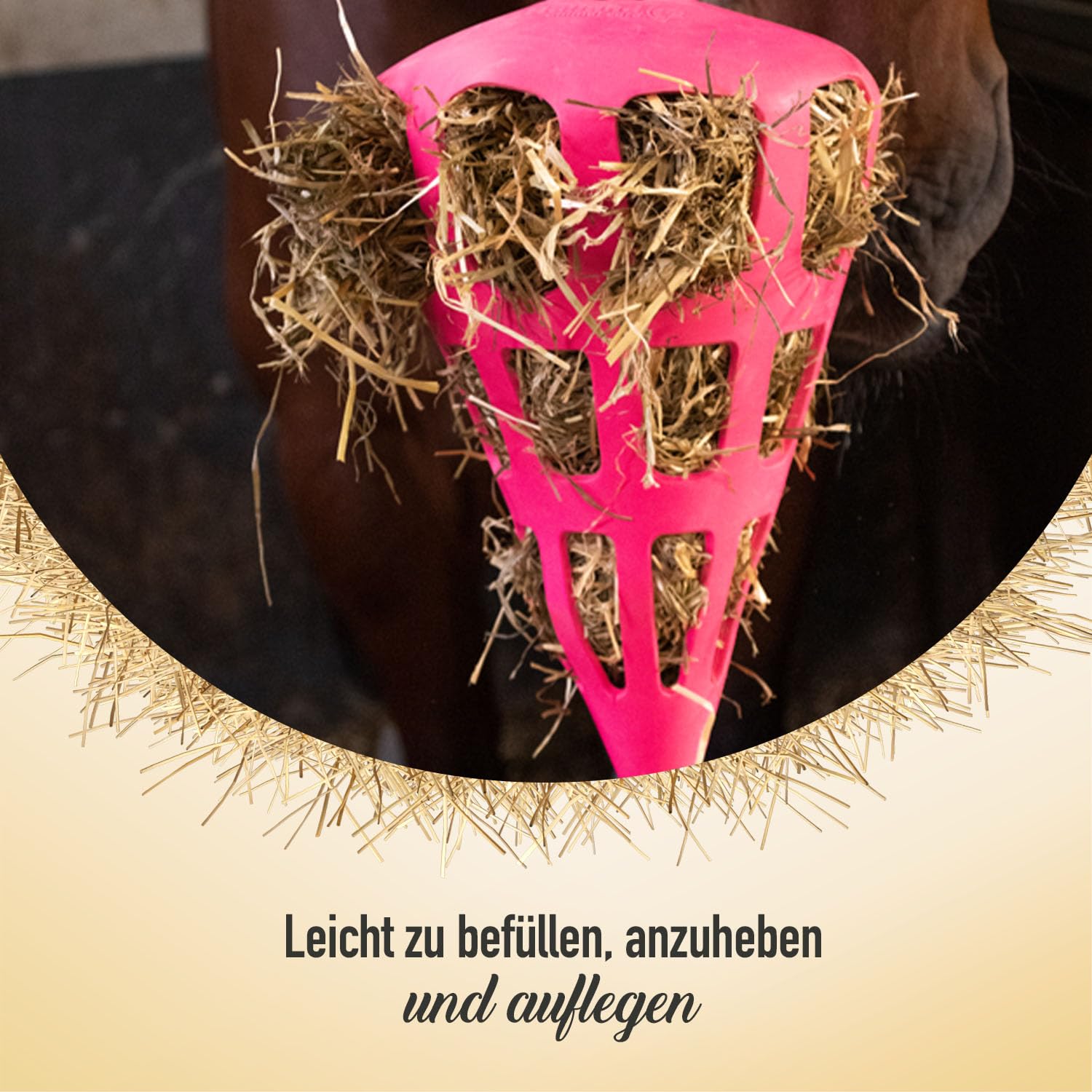 Holland Animal Care Hay Slowfeeder Fun&Flex Wurzel - Heufutterautomat für Pferde - Geeignet für Weidetiere - Gegen Stallverfall - Fördert die Gesundheit - Bis zu 1 kg Heu - Ø 22 cm - Rosa