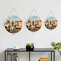 Vista 6 de Welcome Sign for Wall Initial Letter C Blue Round Wood Signs Monogram White Floral Wood Plaque Fresh Flowers 12in Mid Century Home Wall Decor for