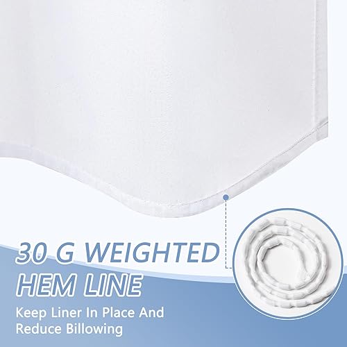 Miniatura 5 de Furlinic Forro de cortina de ducha impermeable de poliéster blanco de 72 x 72 pulgadas, forro de tela de secado rápido con dobladillo pesado, 12