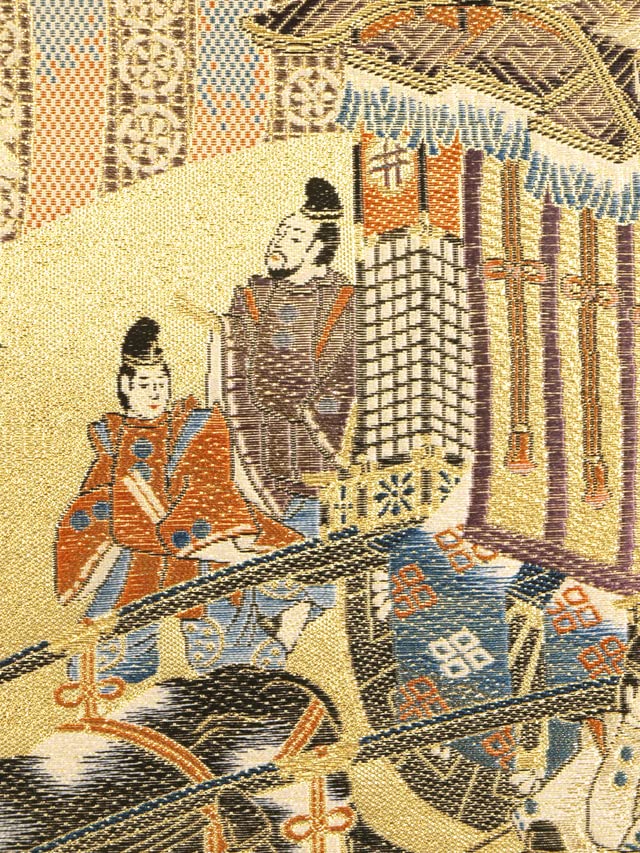 Amazon.co.jp: 京の三大祭り京都葵祭り絵巻文 壱千八百織 西陣織 袋帯 