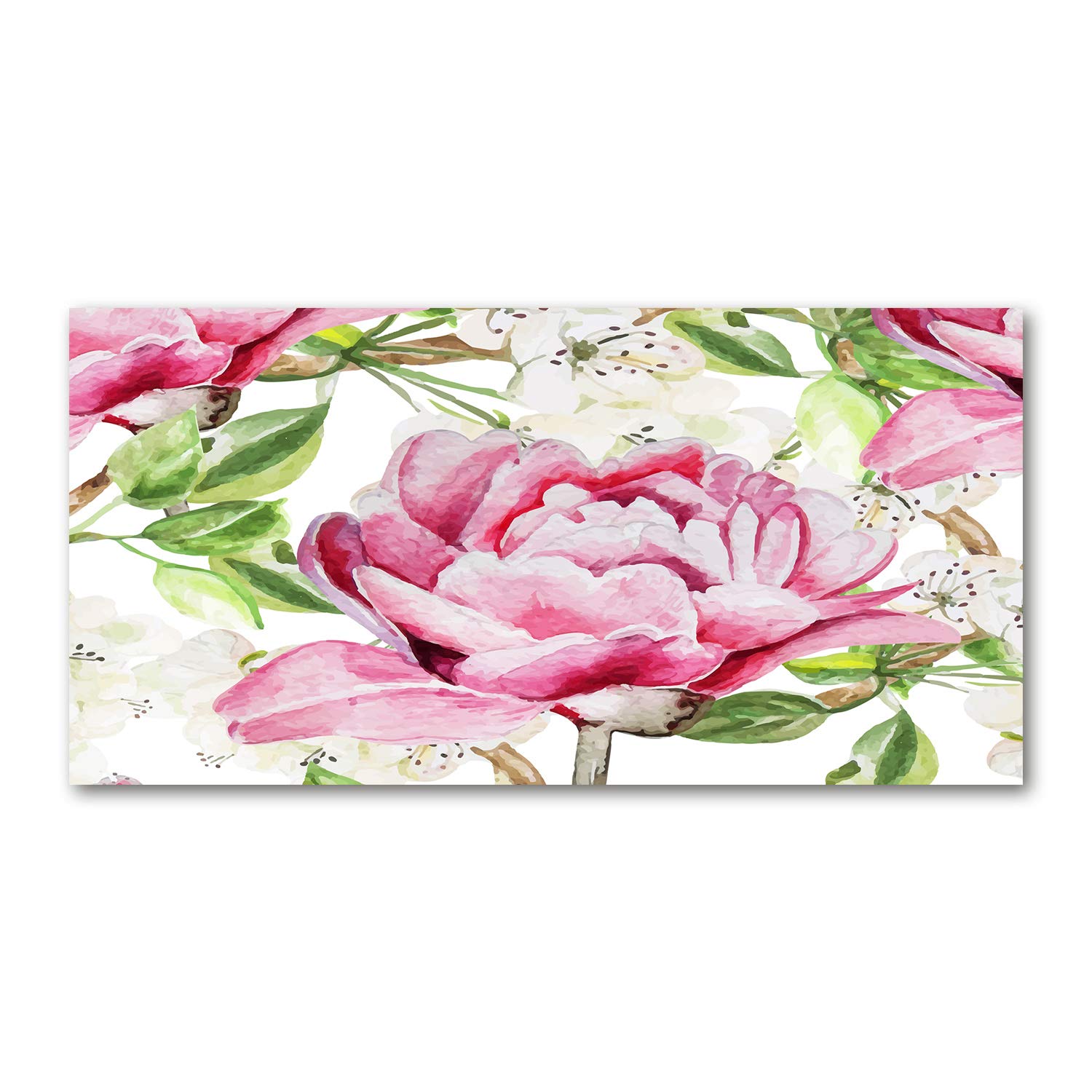 Crédence cuisine fleurs tableau en verre pivoines rose pour un salon lumineux