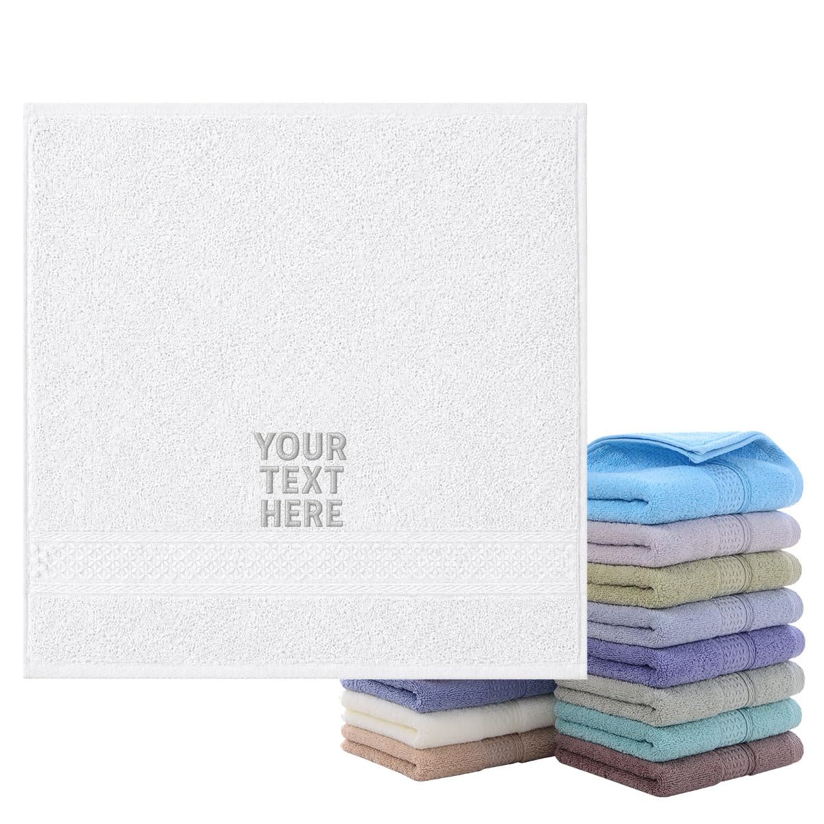 Van Der Linn Personalised Embroidered Custom Name Towels Face Cloth Hand Towel Gift Bathroom (White (35 * 35cm))