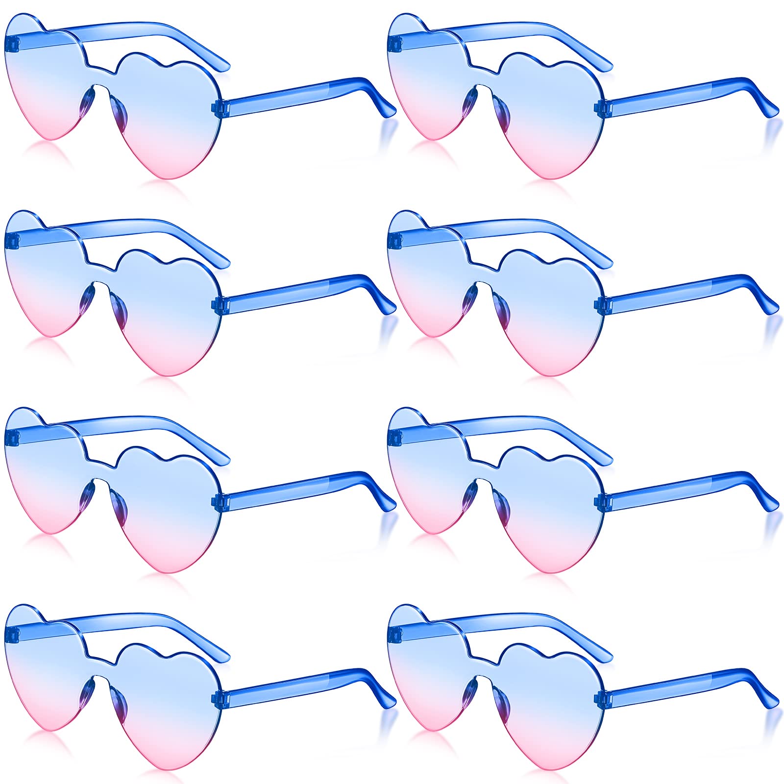 Frienda 8 Pairs Heart Shaped Sunglasses for Women Rimless Heart Glasses Candy Color Sunglasses for Party Favor