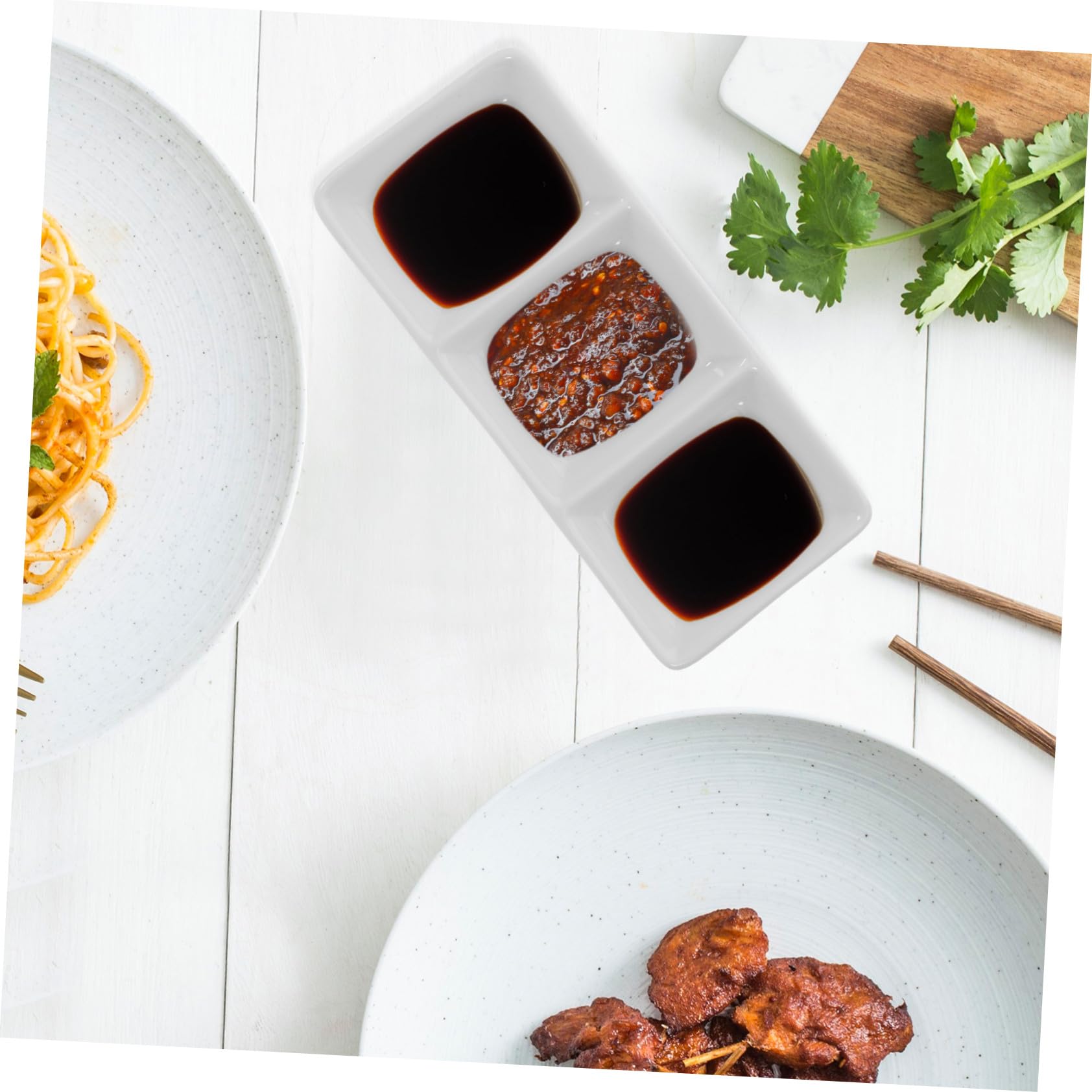 5 Stück Teiliges Keramik Saucenschälchen mit Fächern Kleines Dip Schälchen für Sojasauce Senf und Essig Vielseitige Gewürzschalen für Familie Restaurant und Buffet
