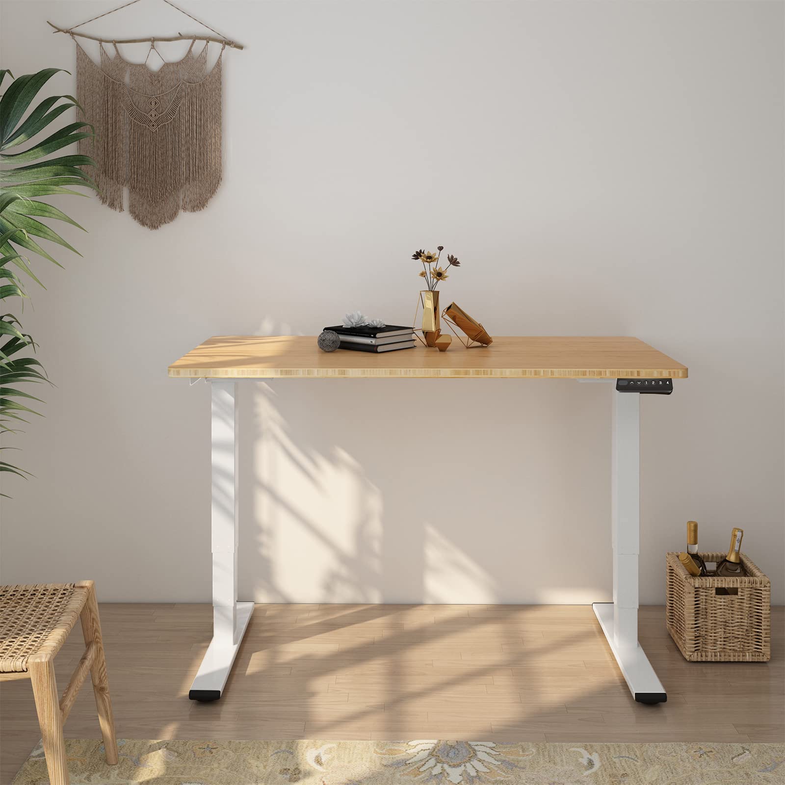 FLEXISPOT EC4 Scrivania Regolabile in Altezza con 2 Potenti Motori, 3 Livelli Telaio della Scrivania Standing Desk Scrivania Elettrica Scrivania Motorizzata con Tastiera Intelligente