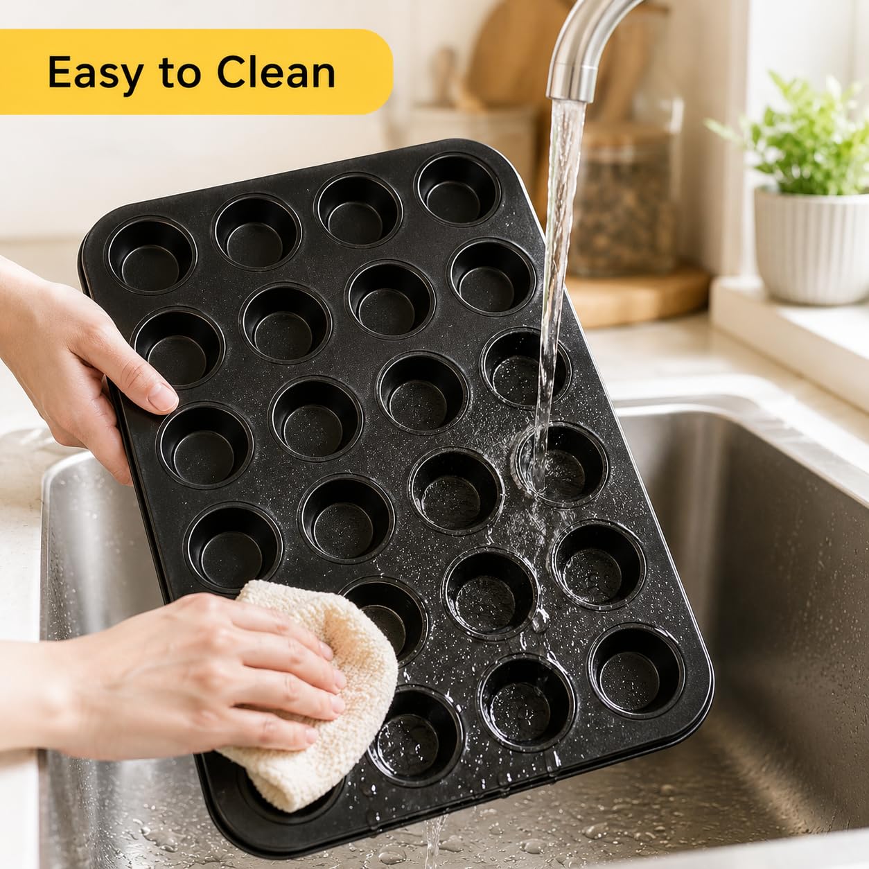 Paquete De 2 Mini Moldes Para Muffins De 24 Tazas, Mini Bandeja Para Hornear Magdalenas De Acero Al Carbono Antiadherente, Lata Pequeña Para Muffins Para Mini Magdalenas, Brownies