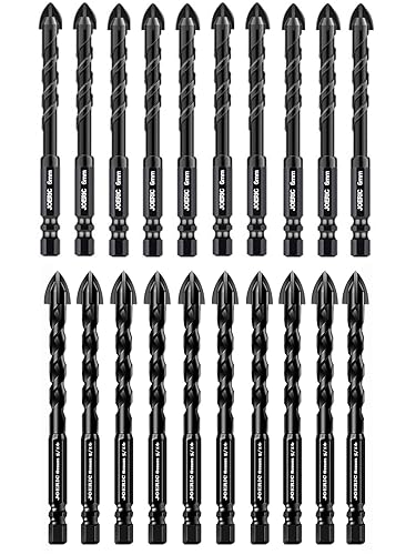 JOERIC Juego de brocas de mampostería, 20 piezas, juego de brocas de hormigón de cerámica, carburo para baldosas de cerámica, plástico, pared,