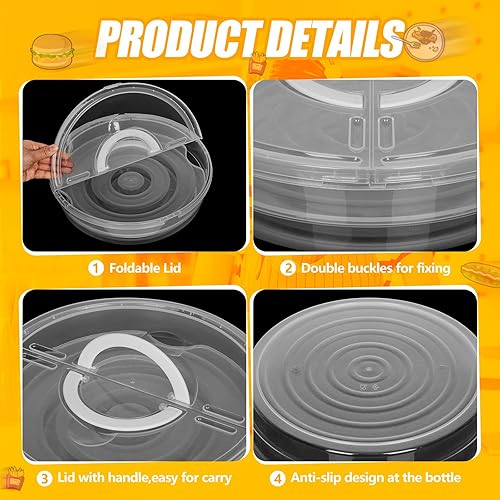 Miniatura 4 de Crowye 3 Piezas Portador de Tarta de 12 Pulgadas con Tapa y Asa, Contenedor de Almacenamiento de Alimentos Redondo de 2 Compartimentos Portador de