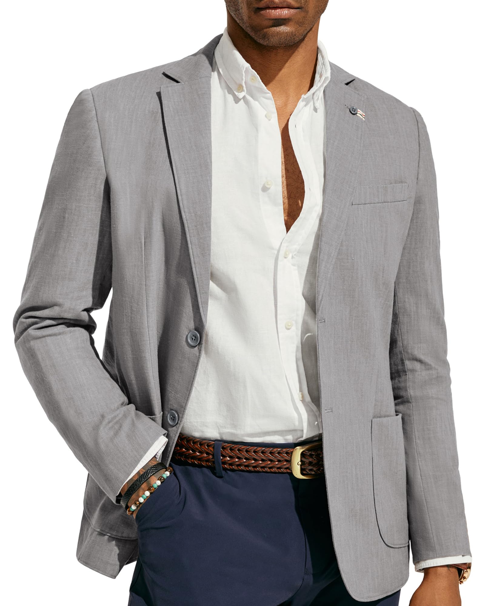 pj paul jones Mens Casual Blazer Lightweight Linen Sport Coat 2 Button Unlined Suit Jackets-picture-51