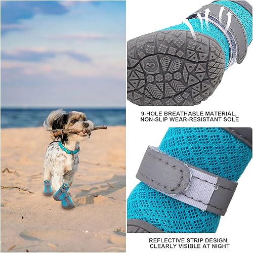 Miniatura 9 de Zapatos de perro para perros pequeños, botas para perros y protector de patas para el día de nieve de invierno, pavimento caliente de verano,