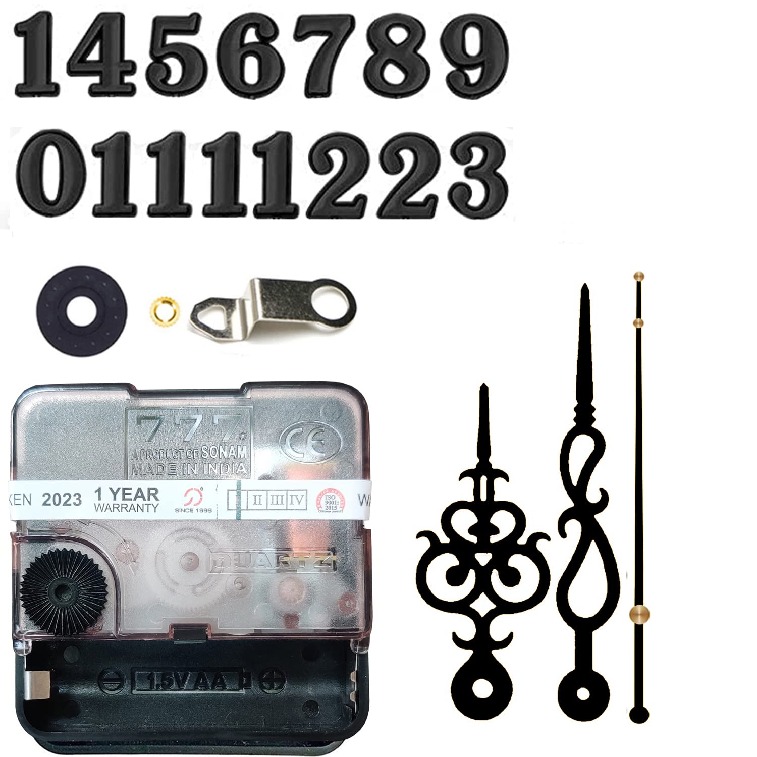 YONOTA® 12 Pcs Arabic Mirrored Acrylic Numerals Movement Machine 22mm for Wood Resin Marble Clock Fancy Needles Pack 2 (Black D4)-image-34