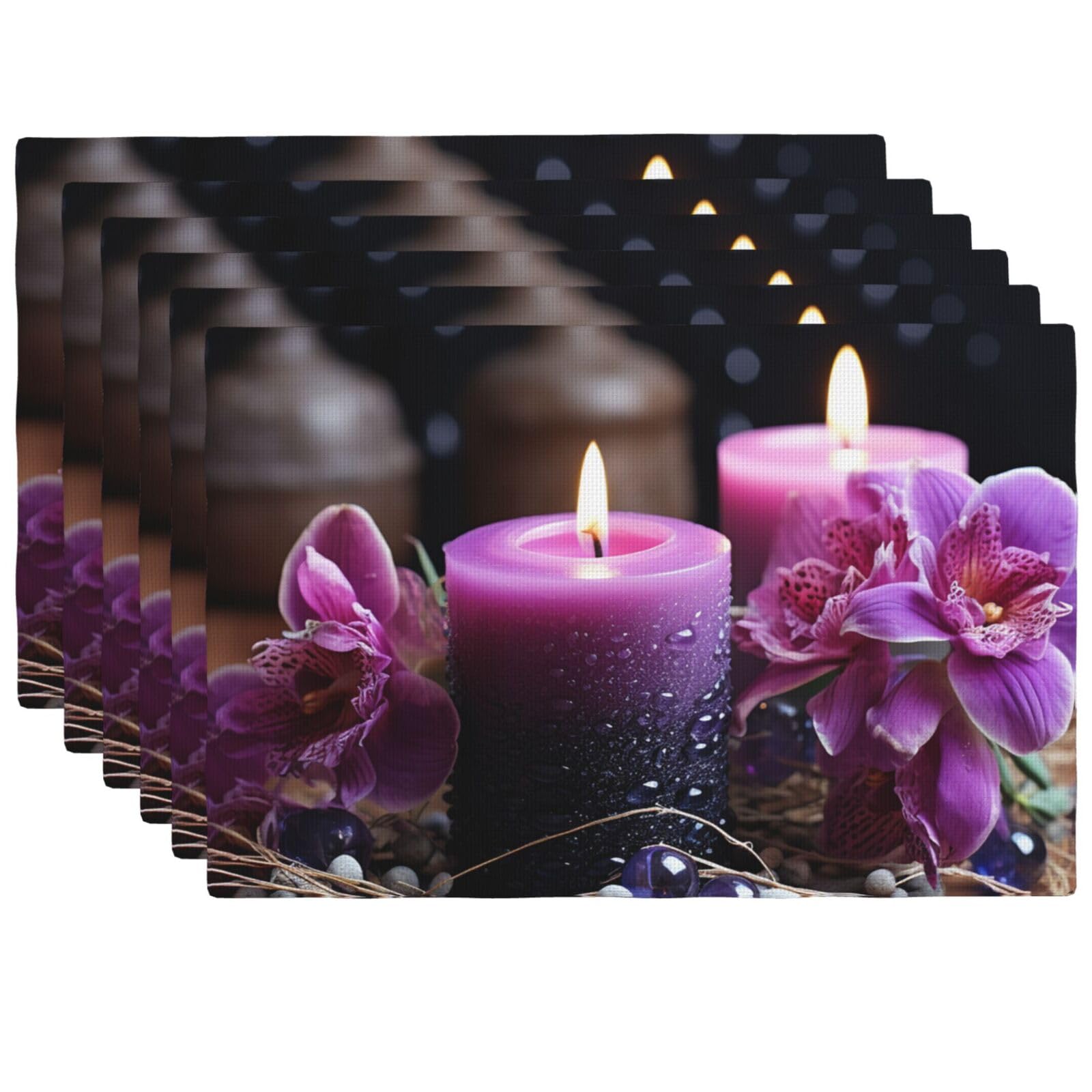 Set de table thermorésistant anti-tache lavable violet lot de 4