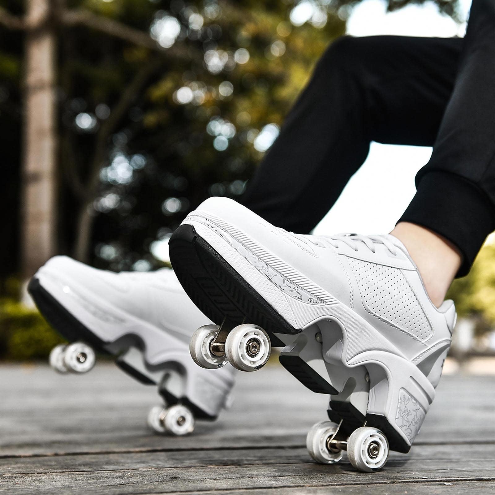 Scarpe con Rotelle Bambino, 2 in 1 Scarpe con Automatiche Rotelle Retrattile,Pattini a 4 Ruote Deformati e Sneakers per Bambino Come Regali di Natale e Compleanno