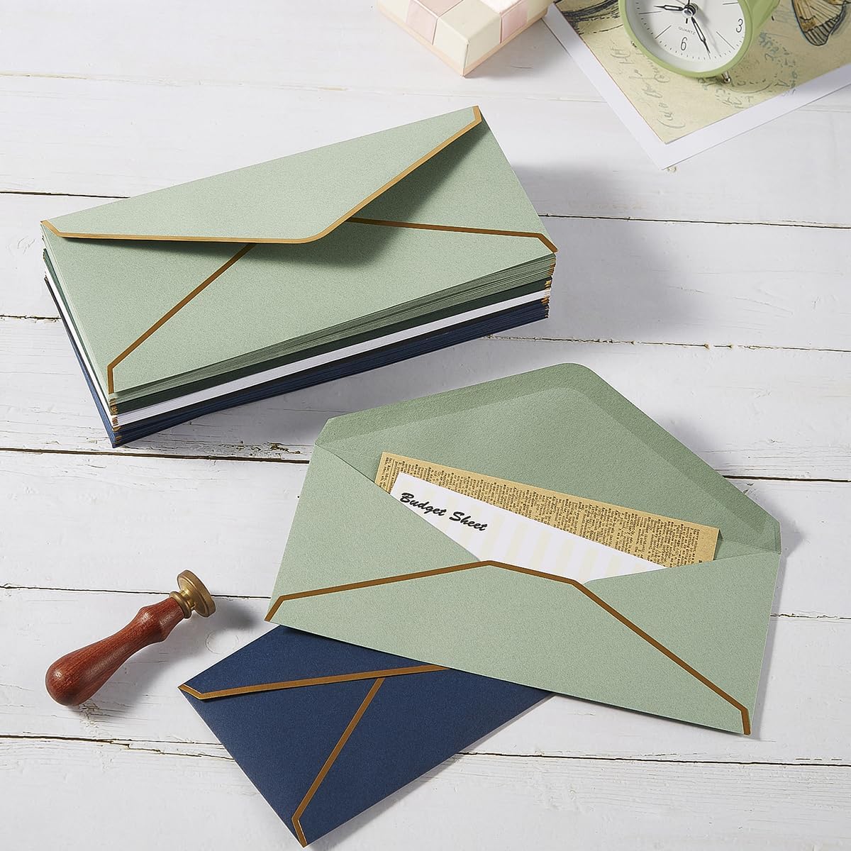 100 Pack #10 Business Envelopes with Gold Border, Self Seal Standard Envelopes with Gold Stickers for Office, Checks, Letter Mailing, Invoices, 4 1/8 x 9 1/2 Inches (Black) - Image 7