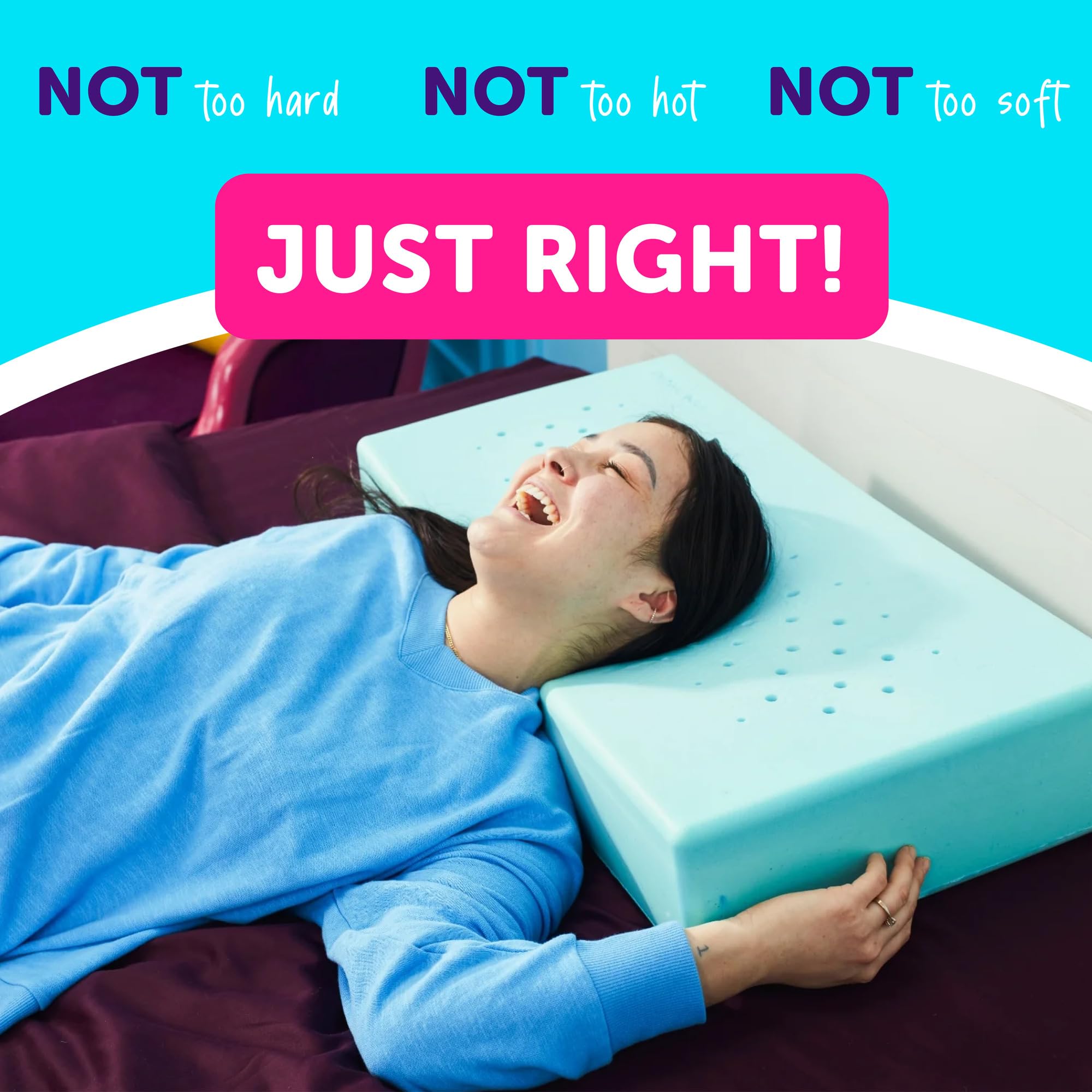 Pillow Cube Ice Cube Cooling Pillow For Side Sleepers - Memory Foam Neck Support Pillow, 24x12x5 Inches