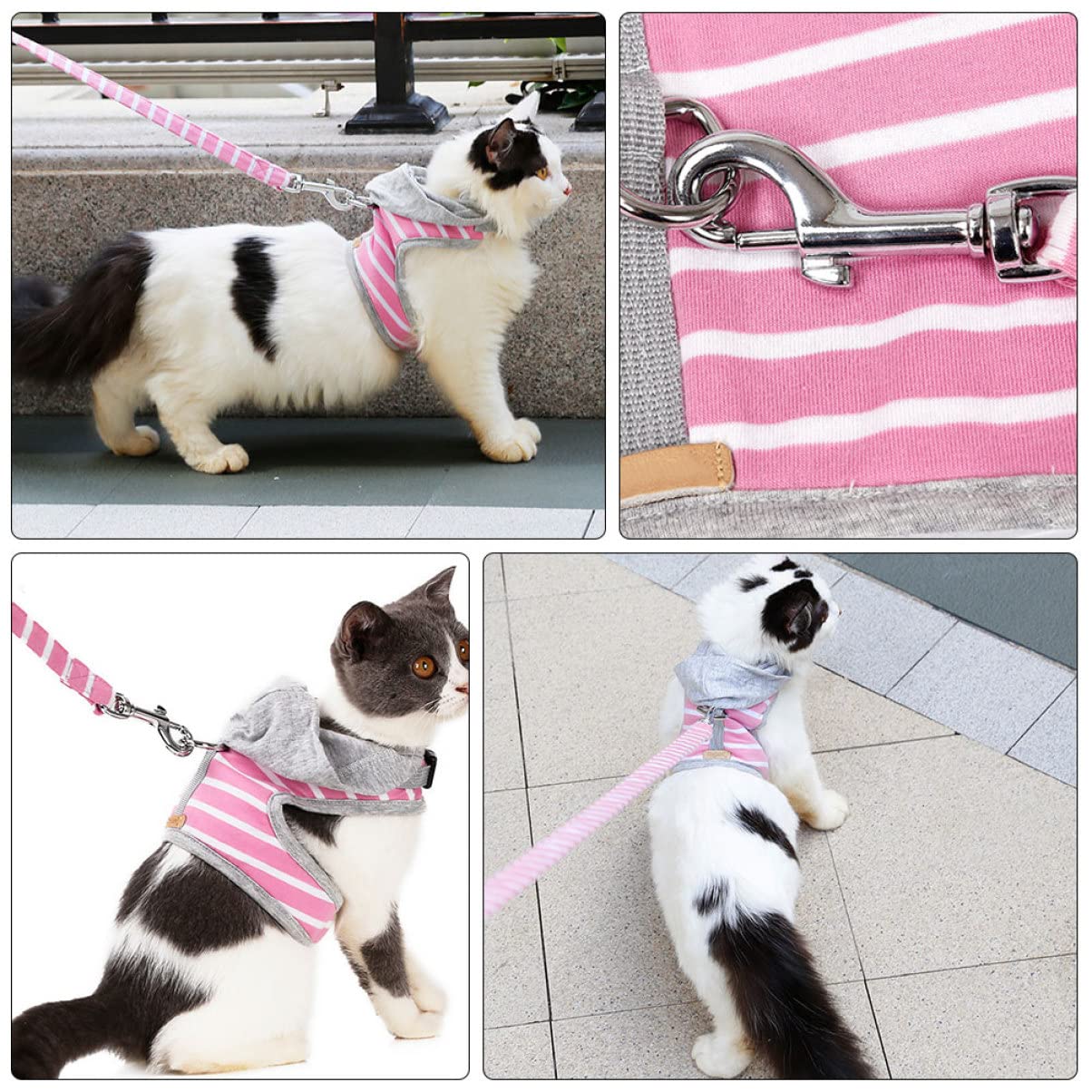 Ipetboom 2piezas Arnés para Gatos Correa De Rayas Arnés De Mascotas Transpirable para Paseos Al Aire