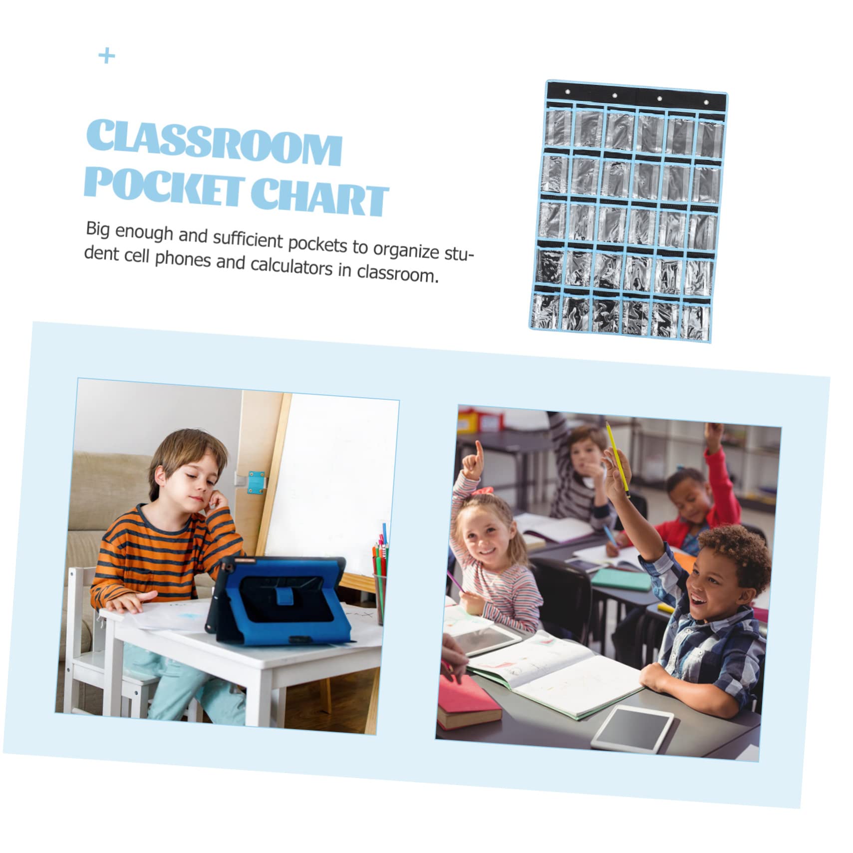 Ciieeo Support De Téléphone Portable Suspendu 30 Cases En Tissu Noir, Pochette Multi-poches Organisateur Mural Pour Salle De Classe, Rangement Calculatrices Et Accessoires Scolaires