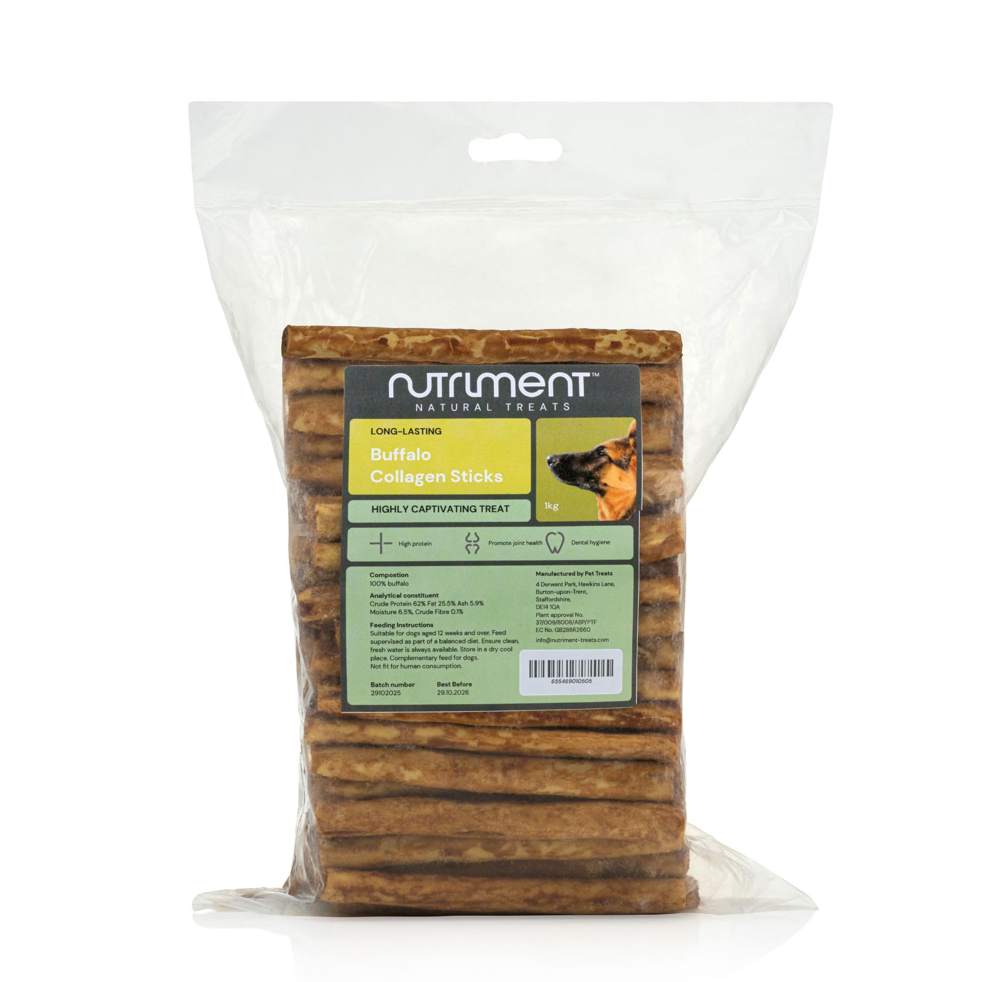 Natural Treats Buffalo Collagen Sticks for Dogs (1kg) Hypoallergenic Long Lasting High Protein Dental Chews