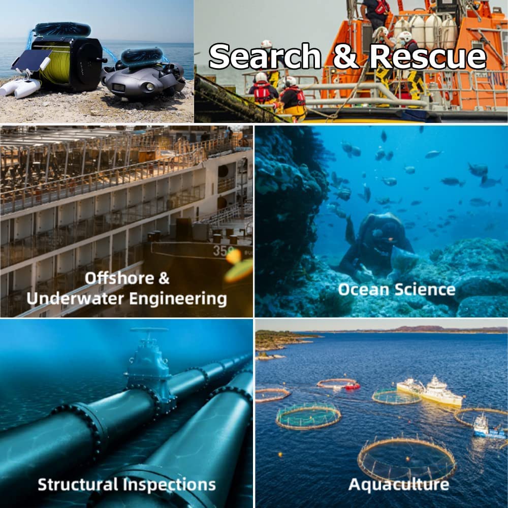 FIFISH M100 ROV Electric Underwater Drone with 4K Camera Submarine Diving 14400mAH VR Underwater Robot Arm for Pipeline Inspection Fishery for Adults and Kids