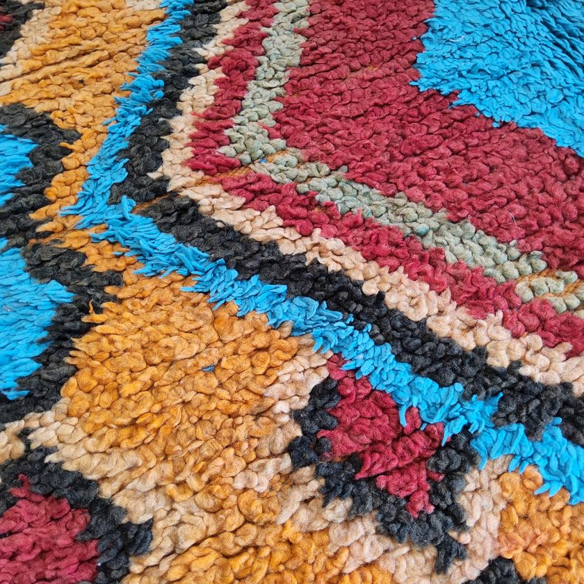 Générique Tifinagh Shop - Tapis Berbère Boujaad Authentique - Fait Main en Laine – 220 x 147 cm – Tapis Marocain Artisanal du Maroc