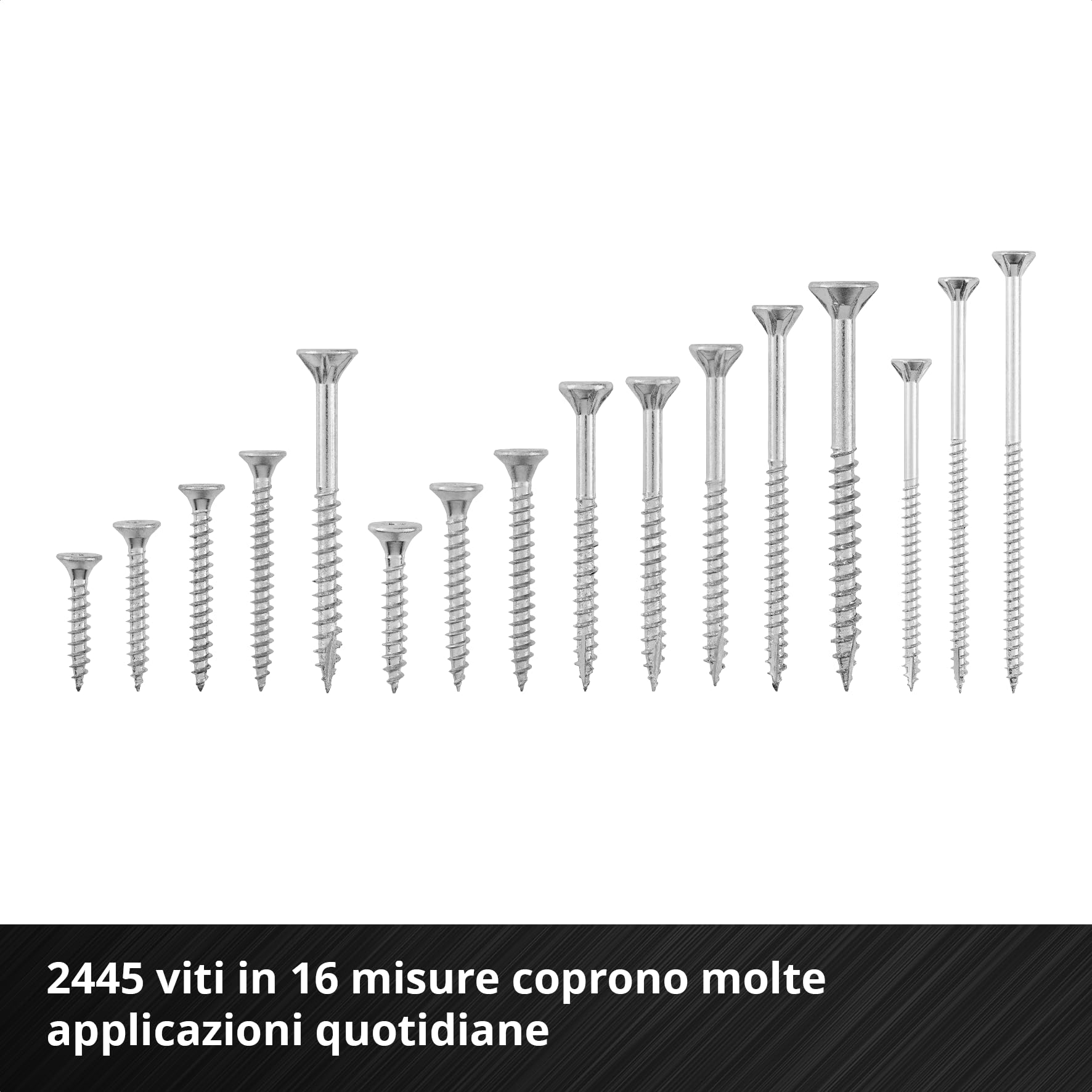 Einhell E-Case 2445 pezzi set di viti | Viti universali | T10-T30 | testa svasata | lunghezza 20-120 mm | valigetta di sistema | incl. set di 10 inserti a impatto