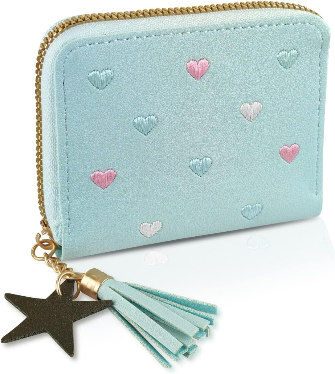 WisePoint Credit Card Wallet, PU Leather Women’s Wallets Credit Card Holder, Womens Wallet Small Wallet with Star Pendant, blue, Fashion