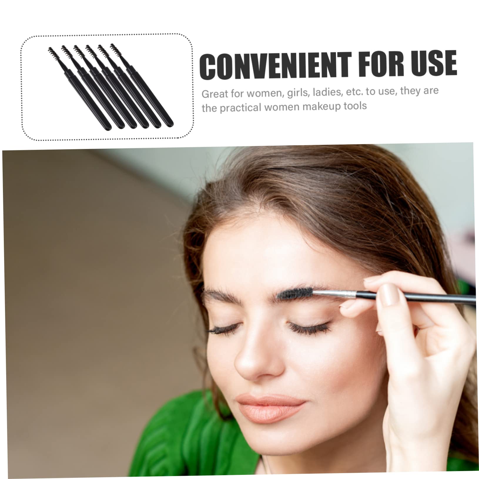 SOESFOUFU 6pcs Makeup Brush Set Eyelash Eyebrow Brushes with Spoolie Mascara Wands for Women