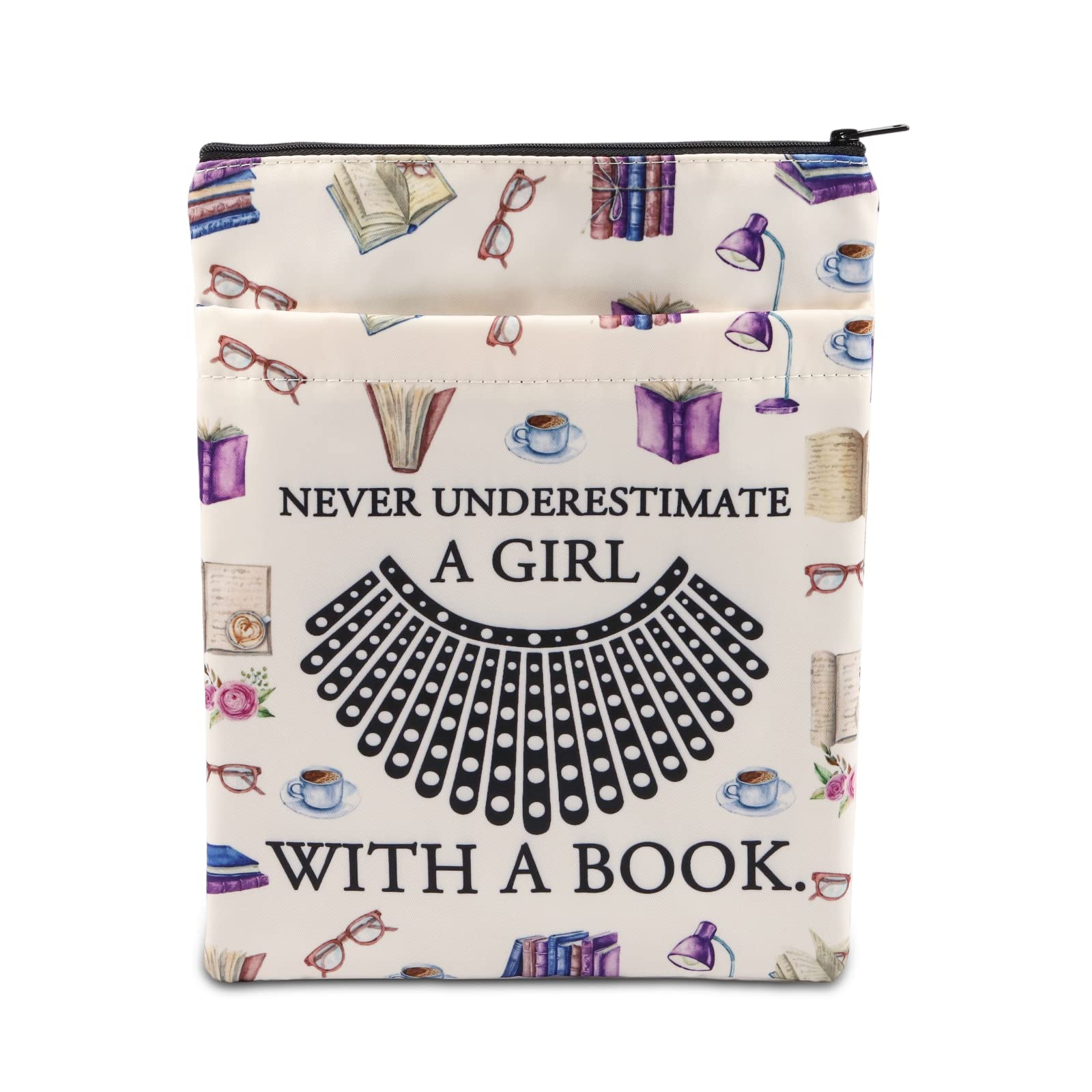 PLITI Feminist Book Sleeve Women Power Gift Never Underestimate The Power of A Girl with A Book Inspirational Book Protector (Girl with Book BSU)