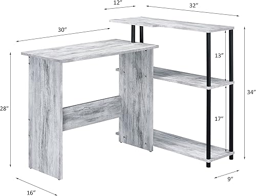 Miniatura 8 de Escritorio para computadora con 2 estantes de almacenamiento abiertos, mesa para laptop, estación de trabajo, escritorio de estudio para oficina en