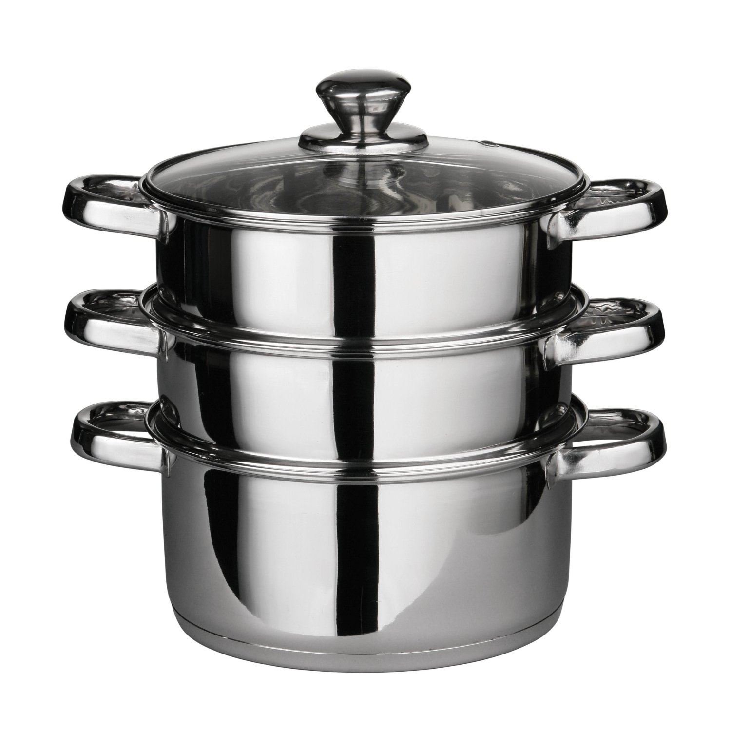 New 22cm 3 Tiers Stainless Steel Steamer with Glass Lid Cookware Cooking Pot