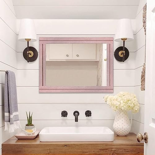 Miniatura 6 de AAZZKANG Espejo rectangular con marco de madera, moderno espejo colgante de pared para dormitorio, baño, sala de estar, entrada, grande, 28 x 20