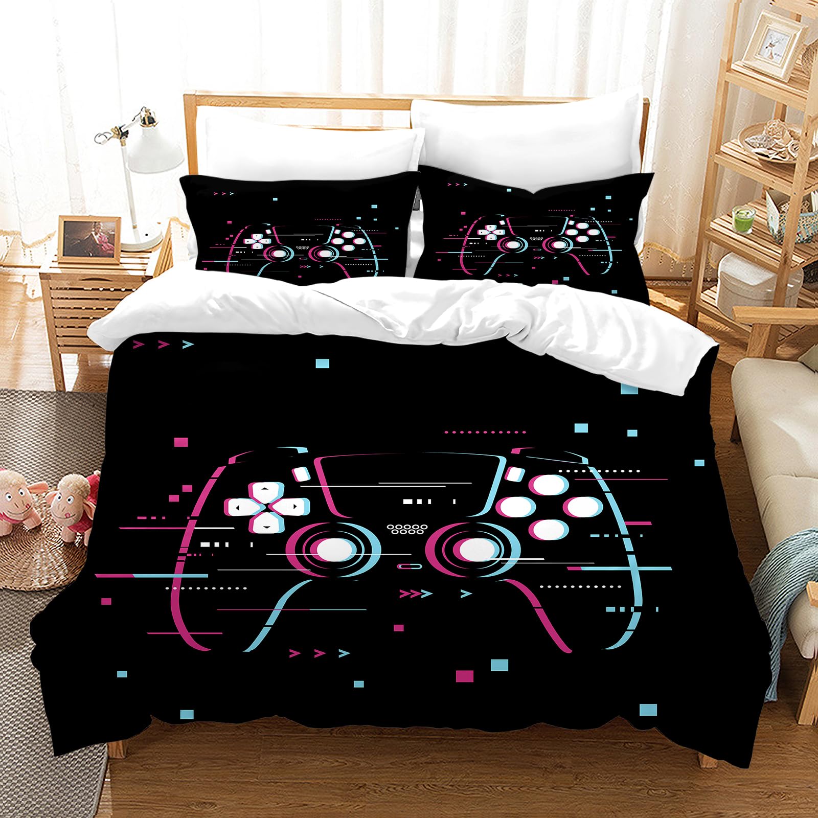 PORJDN Bedding Sets Gaming Bedding Set Boys Gamepad Bedding Pillowcase