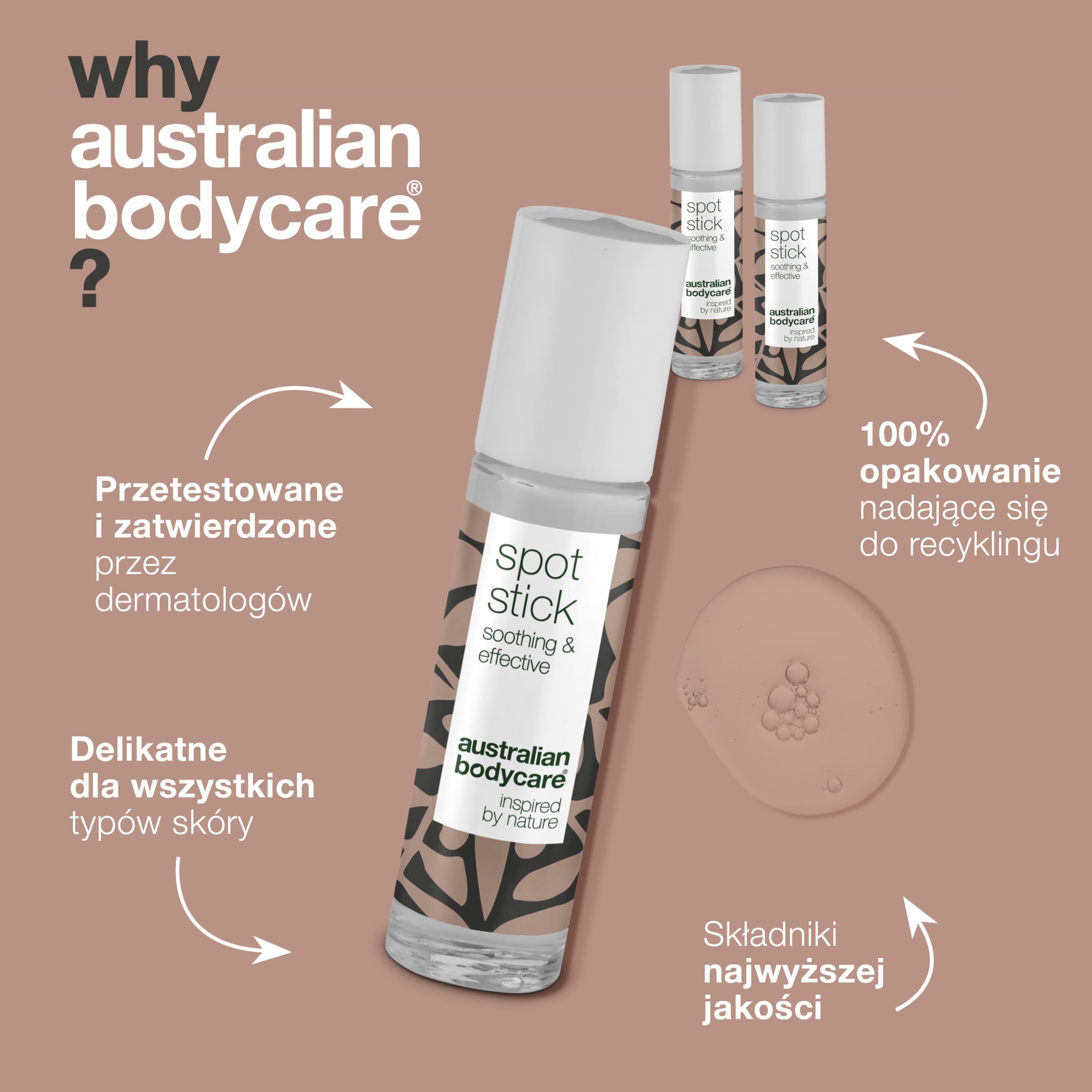 Australian Bodycare Spot Stick 3 x 9ml | Roll-on na niedoskonałości skóry | Działa kojąco i oczyszczająco na pryszcze, zaskórniki i inne wypryski | Z 100% naturalnym Olejkiem z Drzewa Herbacianego