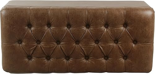 Miniatura 5 de HomePop - Taburete de almacenamiento con tapizado capitoné de botones, tapa con bisagras, para sala de estar y dormitorio, decoración del hogar,