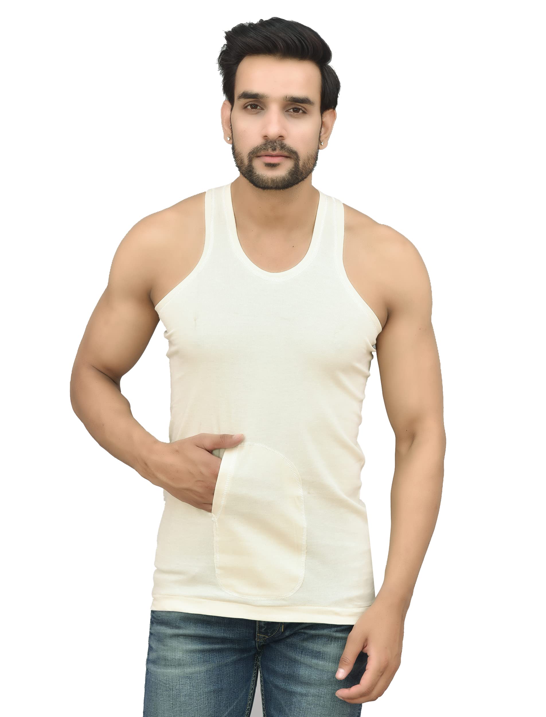underloop MUSTT Grey/Cream Interlock Pocket Vest for Men and Boys Pack of 1-picture-10
