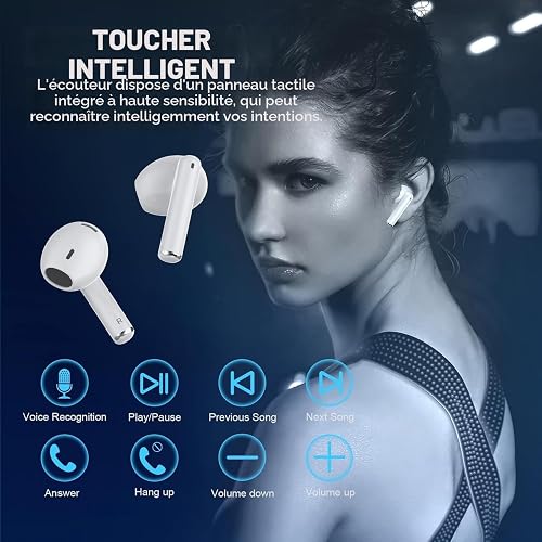 YHFvesv Bluetooth Headphones, Bluetooth 5.3 Wireless In Ear Headphones, 50 Hours Stereo HiFi with 4 Enc Mic Noise Cancellation, IP7 Waterproof Sports Wireless Headset for iPhone Galaxy Android - 3