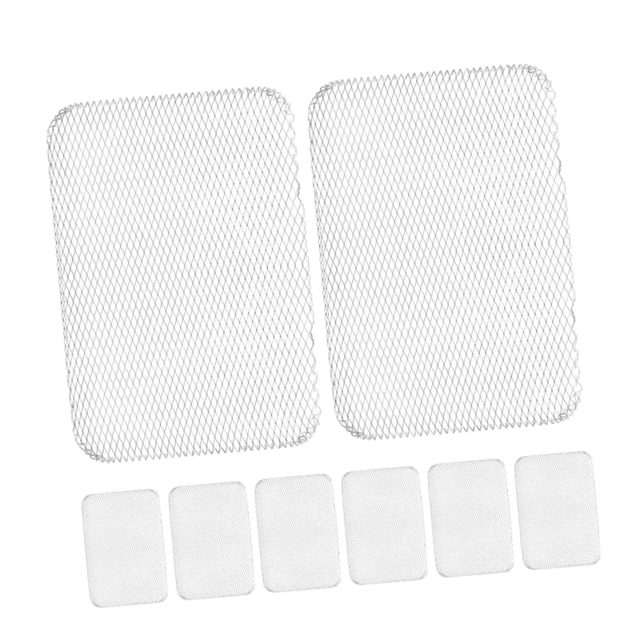 GLEAVI 8pcs Leak-proof Mat Liners Mesh Grill Nets Insulated Grilling Barbecue Outdoor Grill Barbeque Grill Topper Pads Cooking Mats Grate Scraper Nonstick Griddle Silver Aluminum