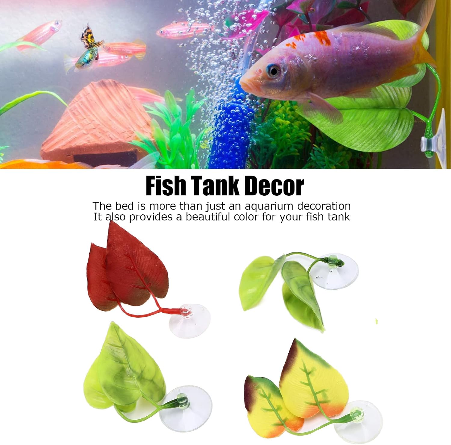 HEEPDD 4pcs Betta Fish Leaf, Lightweight Realistic Resting Spot Silk