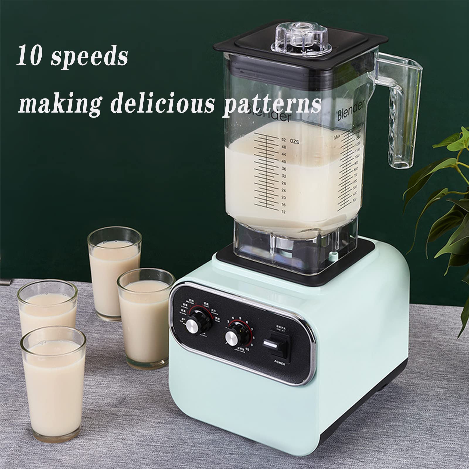 Frullatore, frullatore commerciale da 2 litri con 10 velocità e funzione spoiler tridimensionale, con 8 lame in acciaio inossidabile, motore di potenza da 1600 W, può preparare frullati o frappè e a