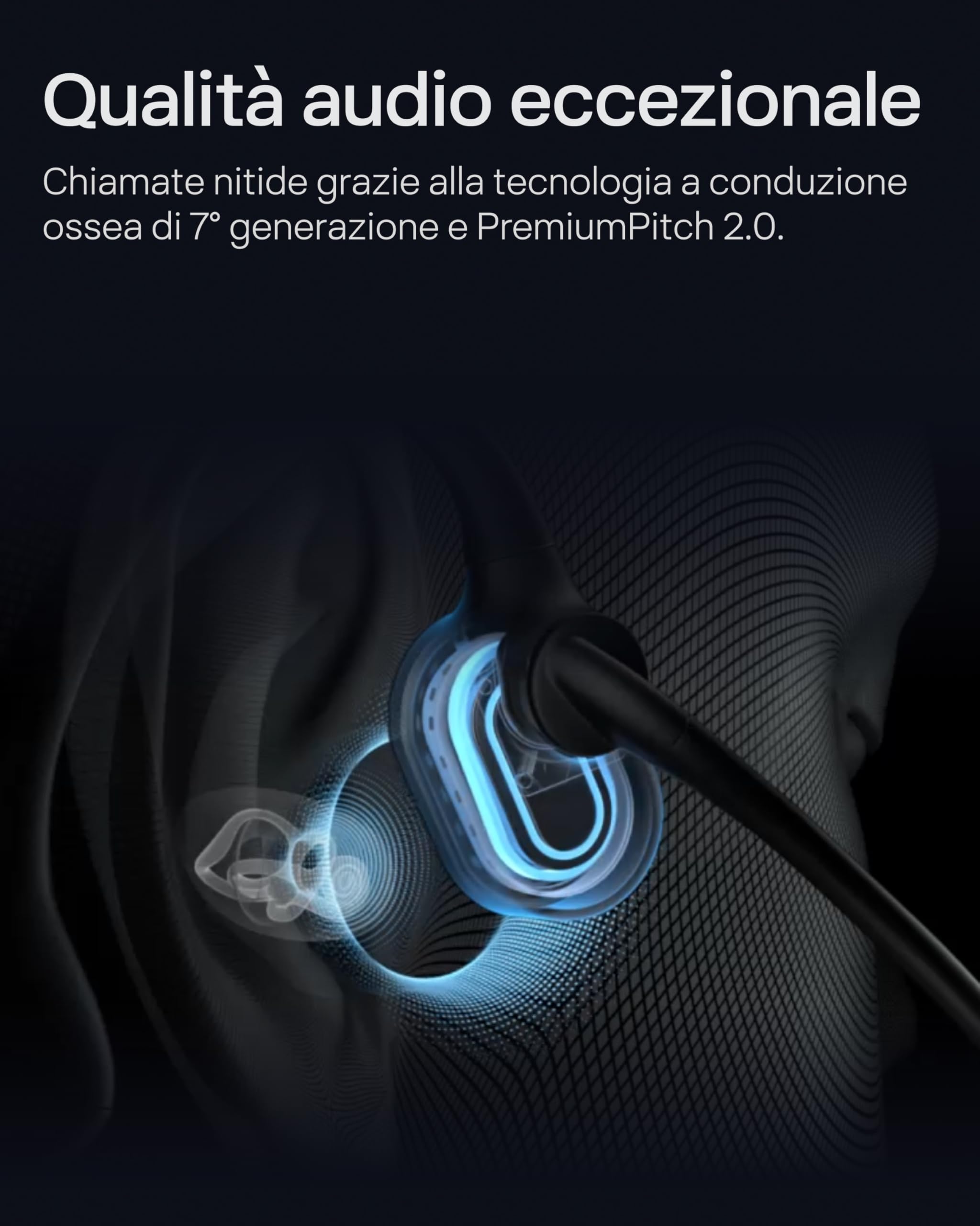 SHOKZ Auricolari OpenComm2 UC 2025 Upgrade a conduzione ossea con adattatore USB-C, auricolari Bluetooth open-ear per l'attenuazione del rumore, wireless, 16 ore di conversazione, Segnalibri, Nero