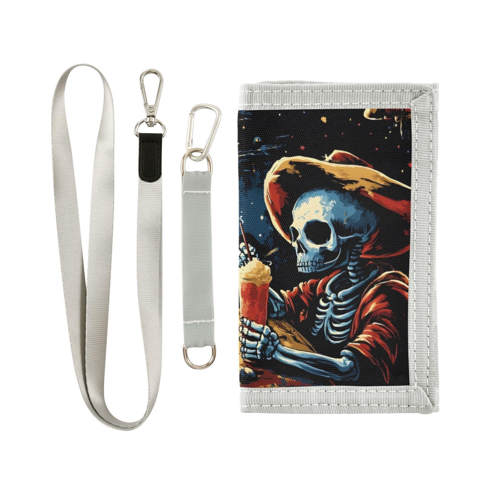 FOLIOSA Kids Wallet for Boys Girls West Town Skull Print Youth Wallet with Zipper Pocket Card Holders, Novelty Wallet 4.9×2.9 in