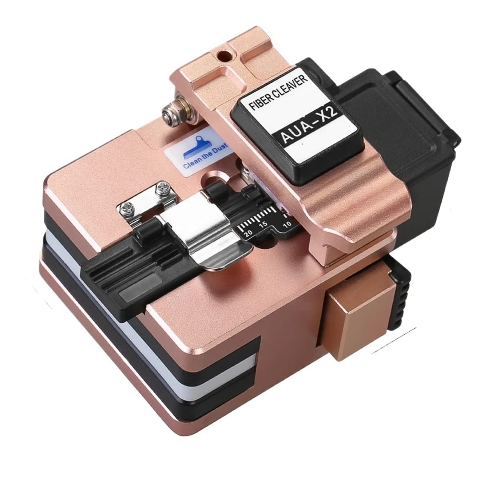 Optical Fiber Cleaver, FTTH High Precision Cutting Tool AUA-X2 Optical Fiber Cleaver With Waste BoxCable Knife(Black AUA-X2)